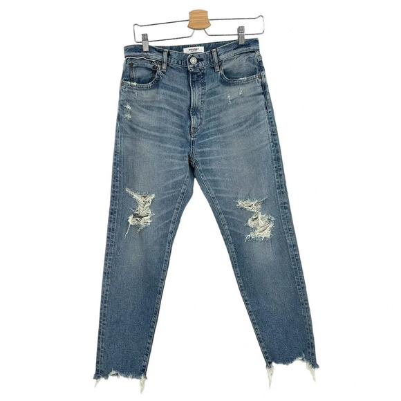 Moussy Vintage Carter Friend Jeans Blue Distressed High Rise Relaxed Jeans 27 - Picture 2 of 16